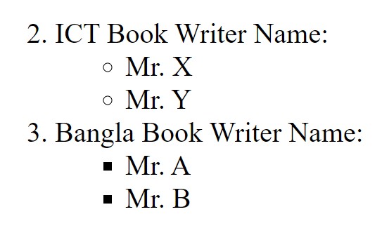 Nested List Dinajpur Board Question 2023